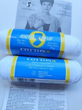 4/$50⭐️South Maid Cotton 8 White Crochet Yarn - 2 Pack